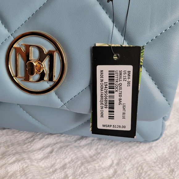 Badgley Mischka Spring Blue Vegan Leather Small Quilted bag - Picture 6 of 8